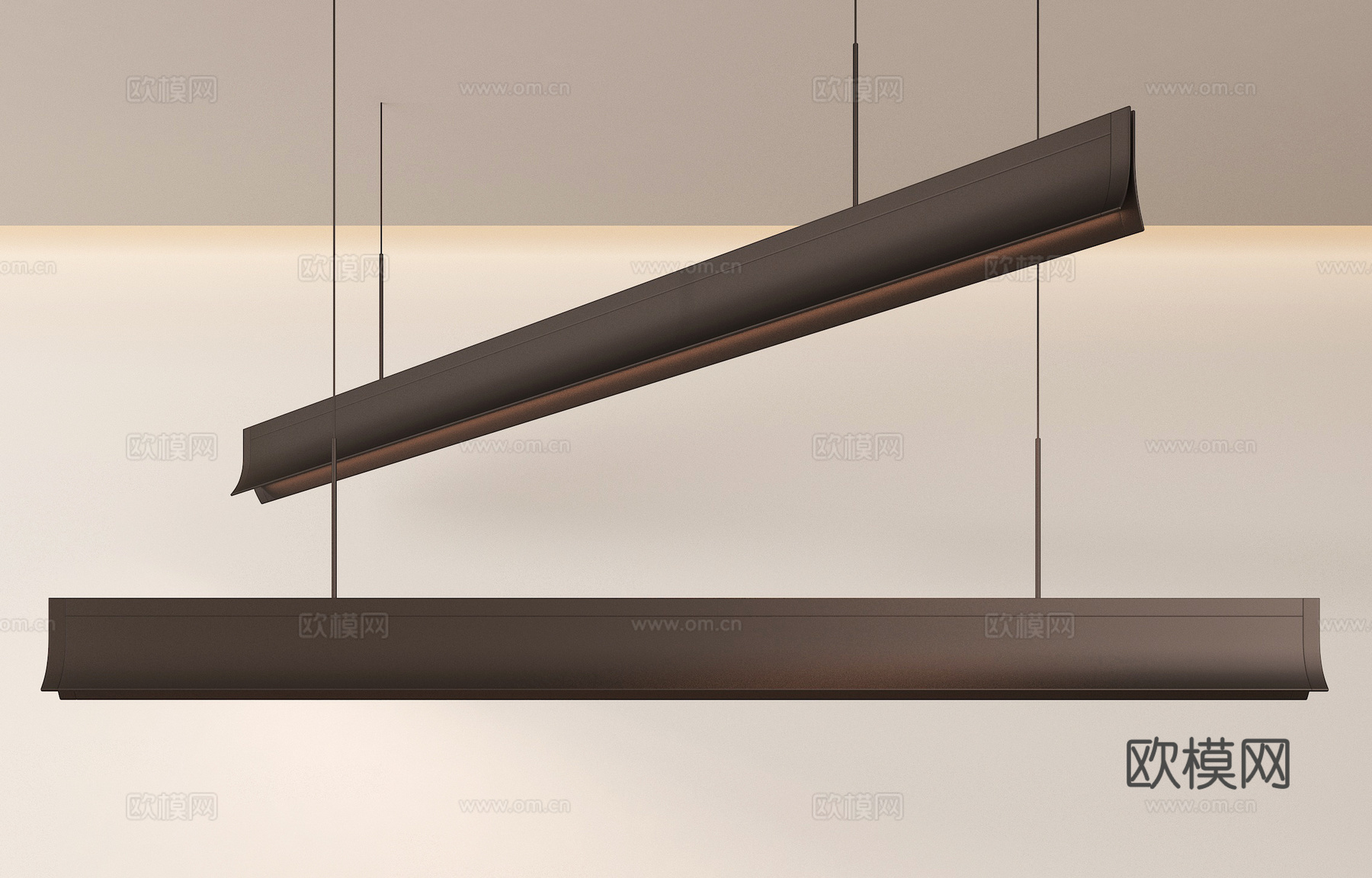 现代极简吊灯 金属su模型