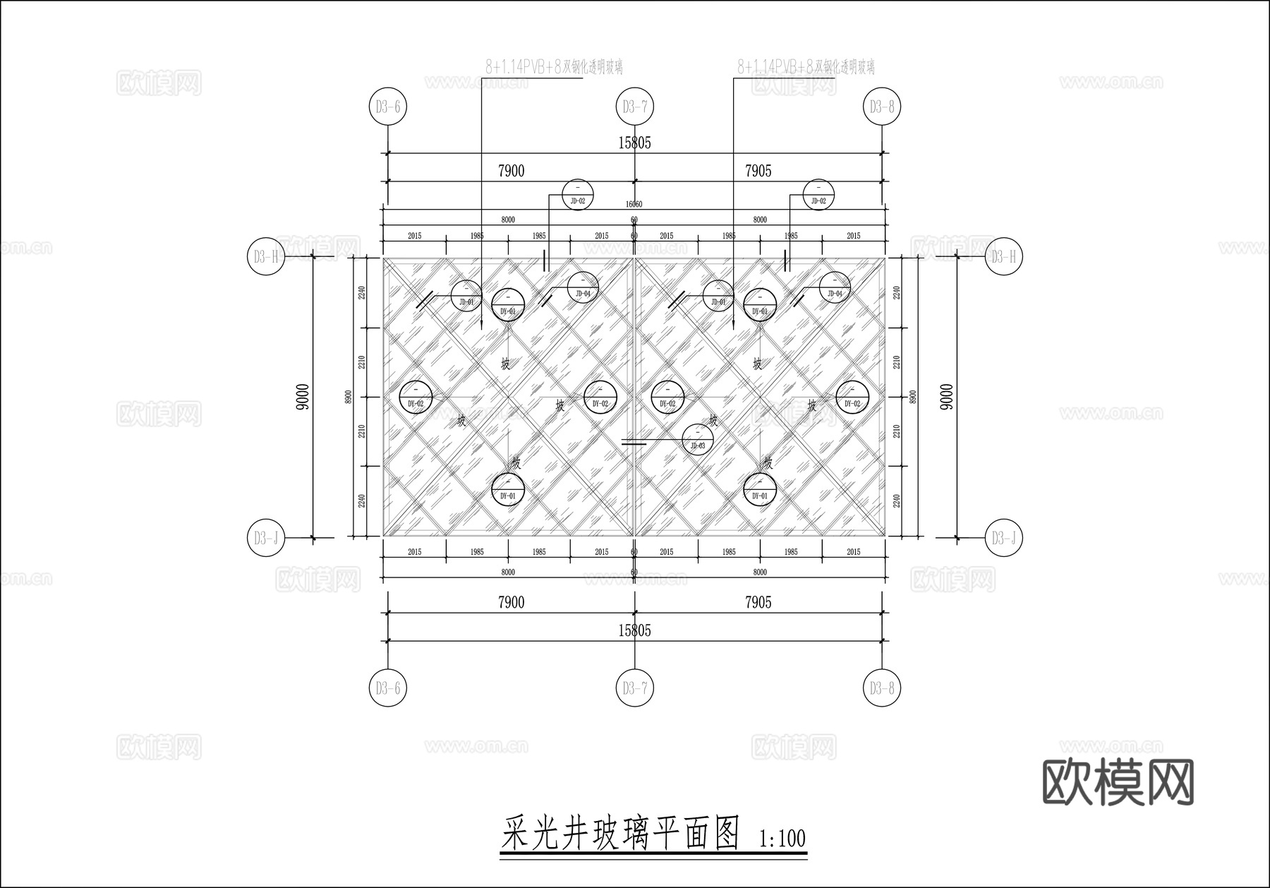 玻璃采光井施工详图cad施工图