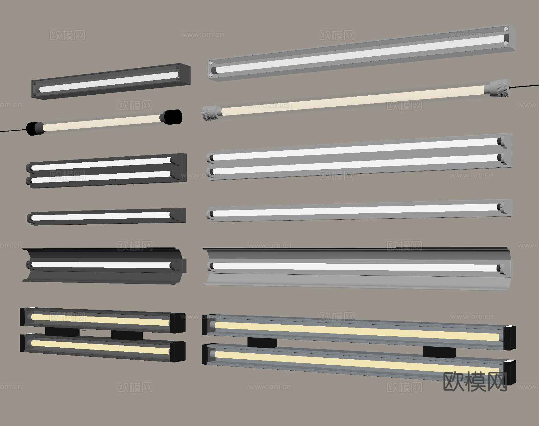 工业风LED日光灯su模型