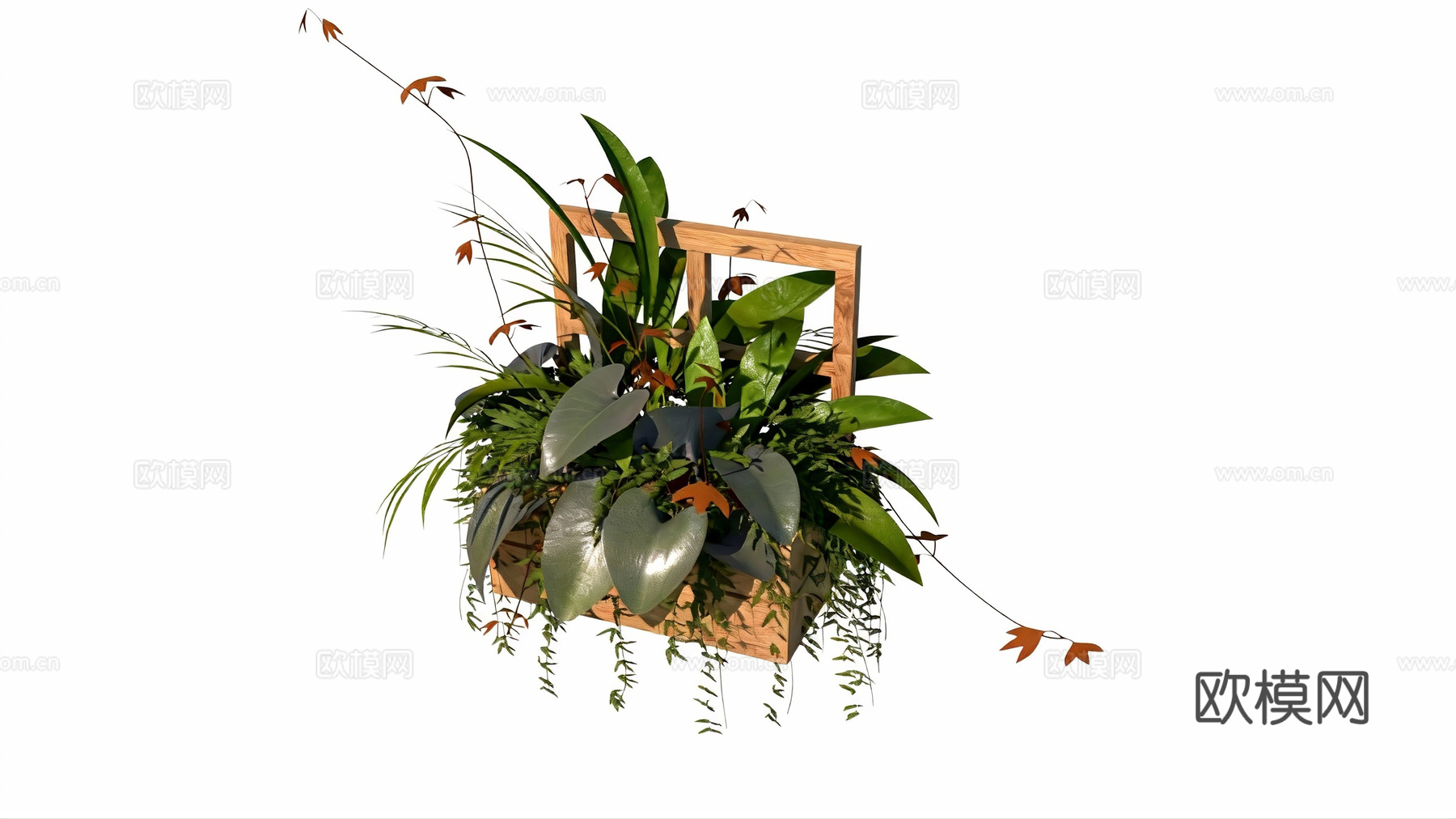 吊篮花盆绿色植物su模型