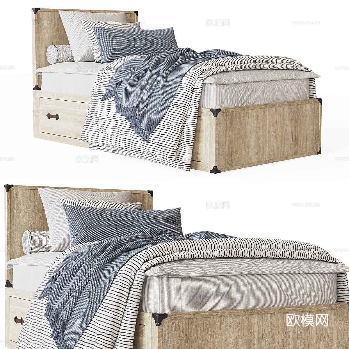 威尔克斯行李箱储物床3d模型下载