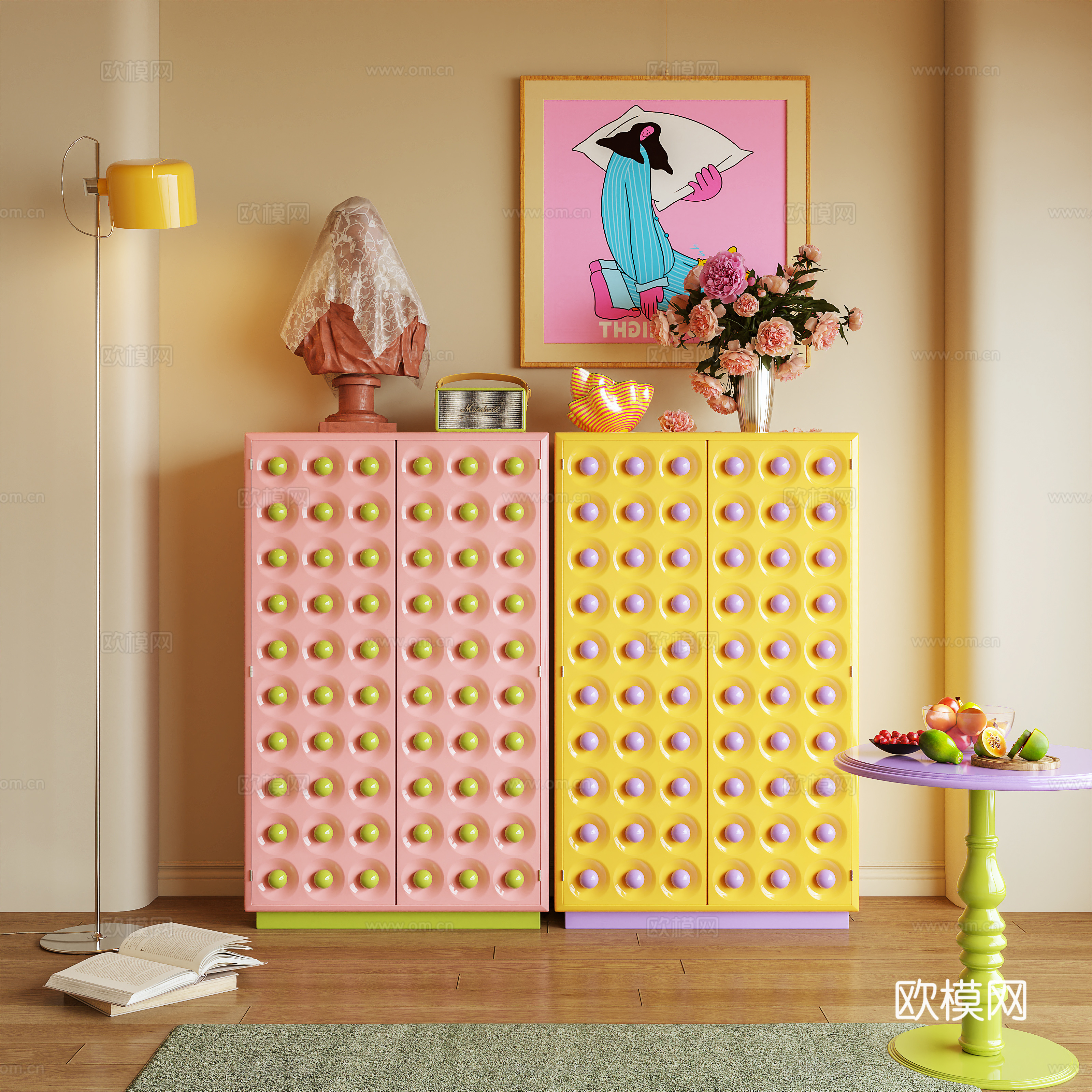 斗柜 玄关柜 储物柜 边柜 置物柜 多巴胺3d模型