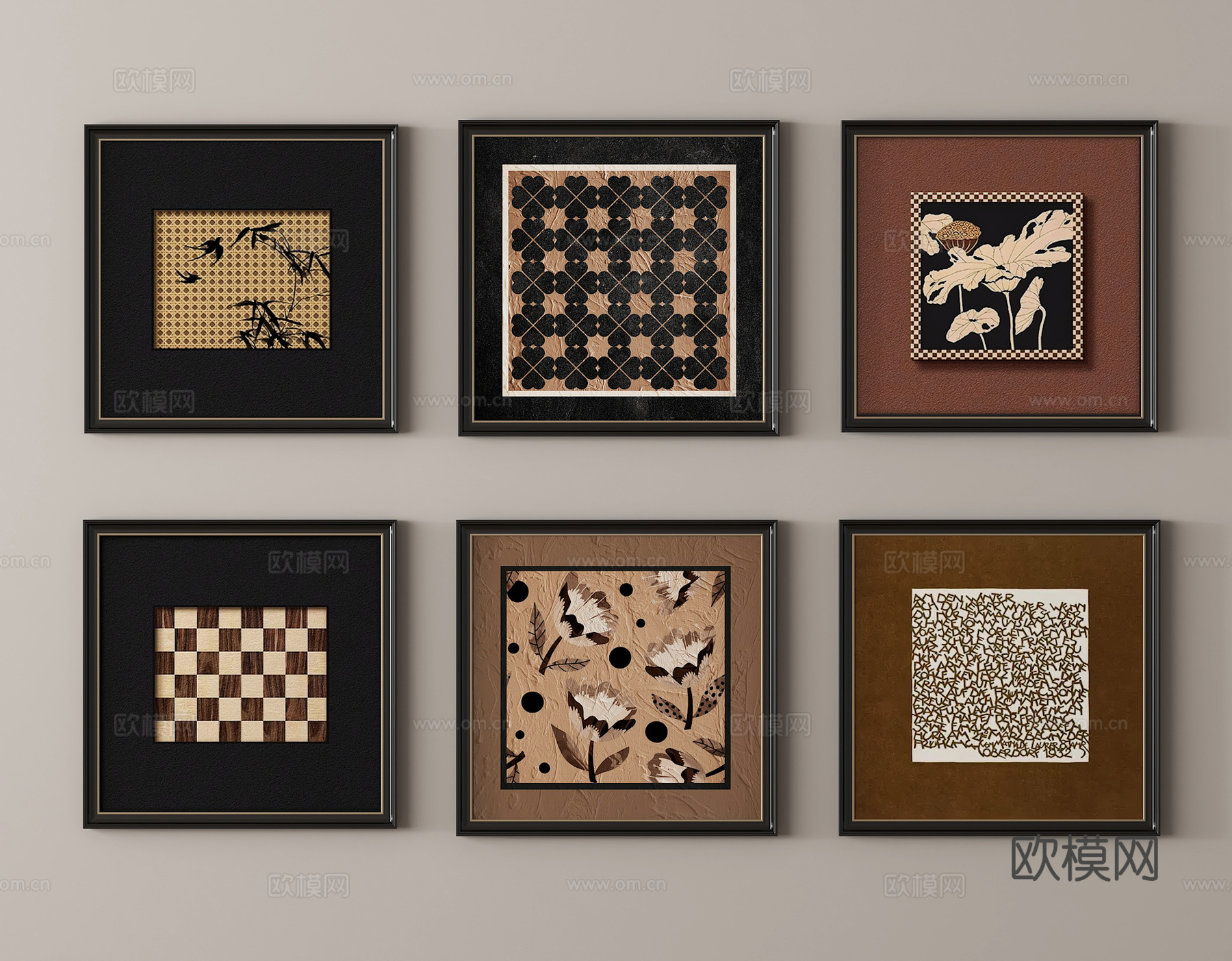 中古风挂画 装饰画su模型