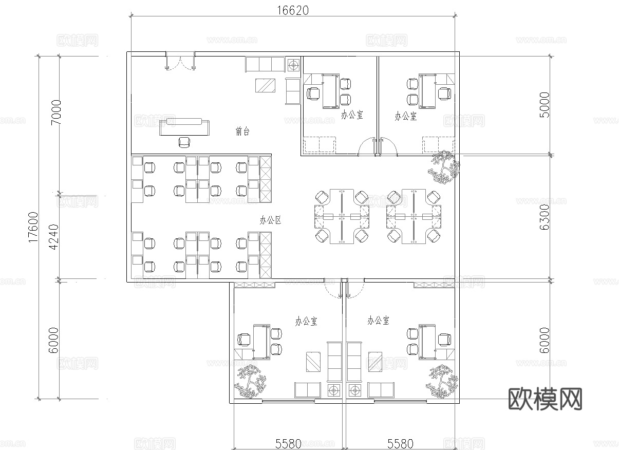 150平办公室 最新平面施工图合集cad施工图