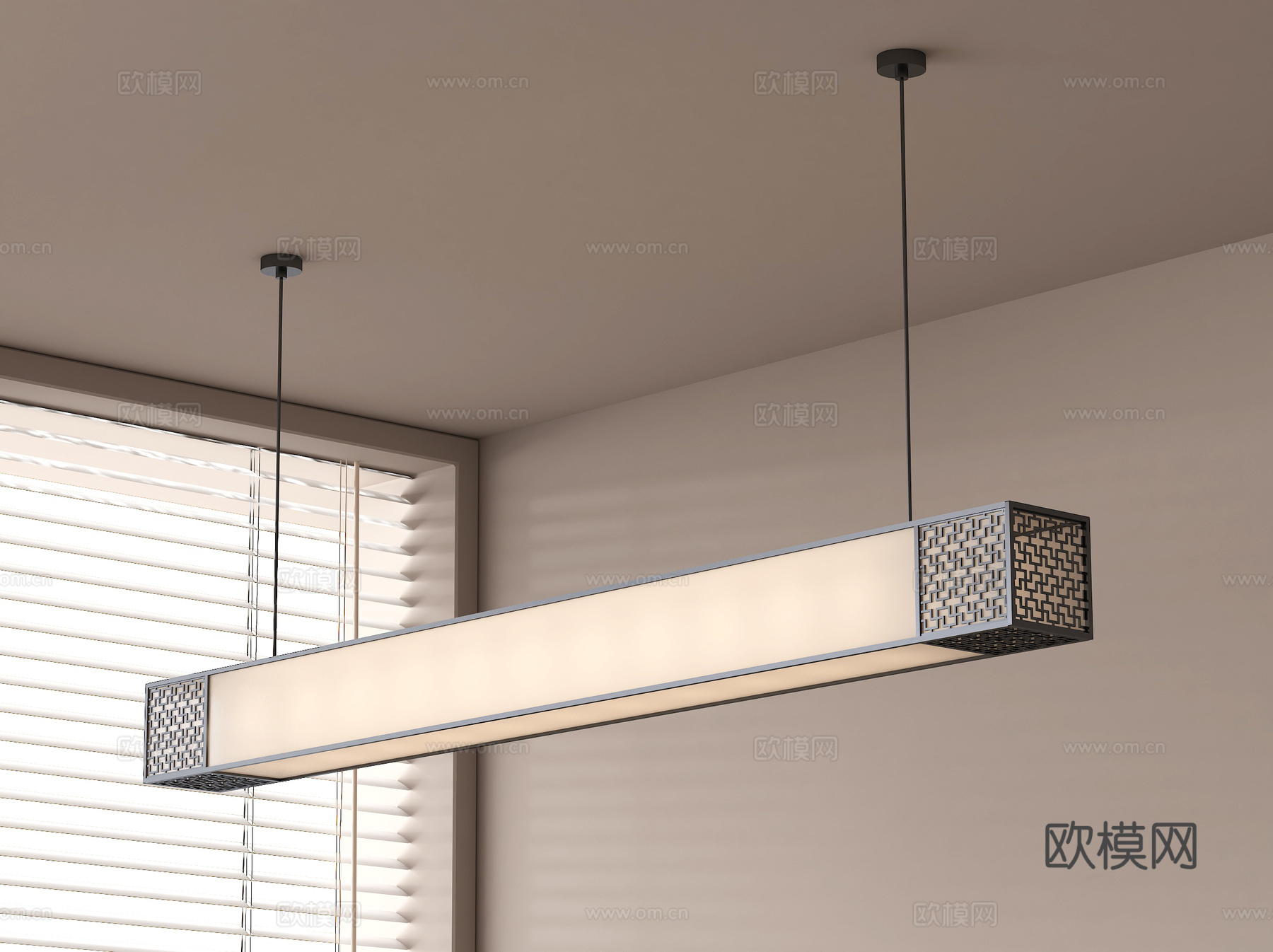现代新中式吊灯 条形吊灯su模型