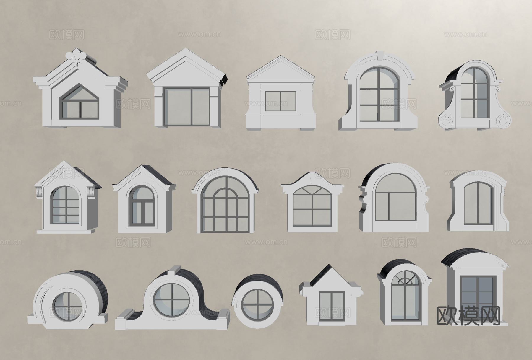 欧式老虎窗 屋顶窗su模型