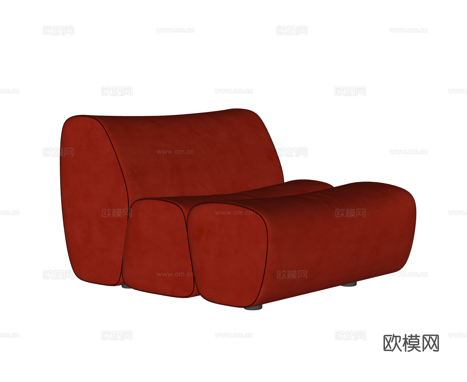 POLIFORM 现代单人沙发 模块沙发 竹节沙发 红色沙发su模型