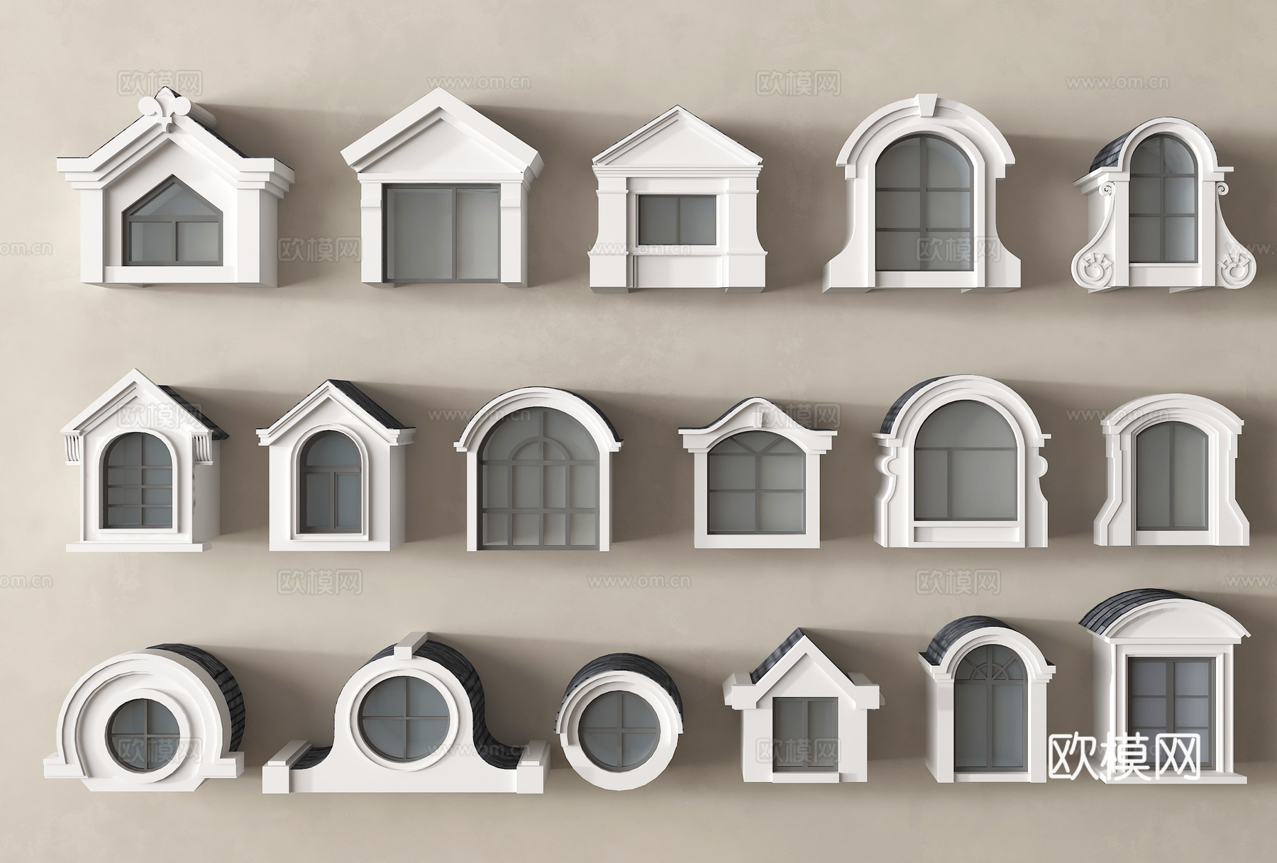 欧式老虎窗 屋顶窗su模型