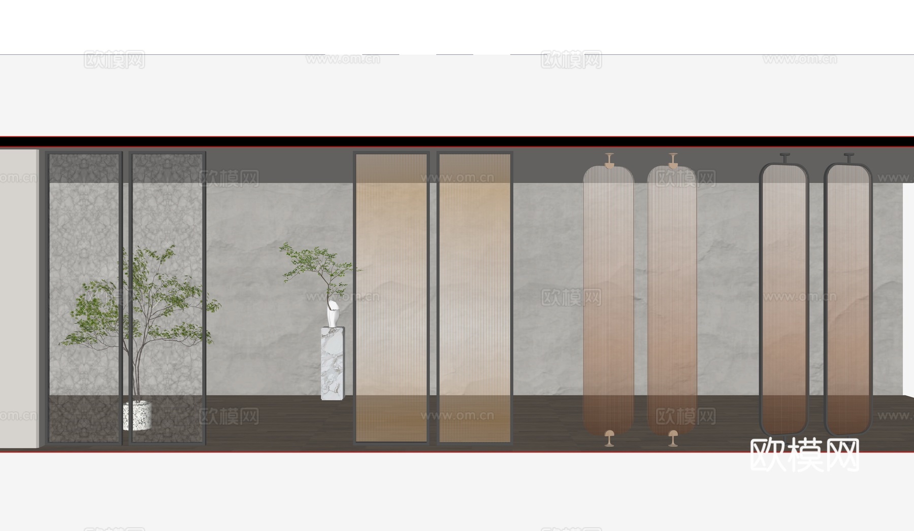 现代屏风su模型