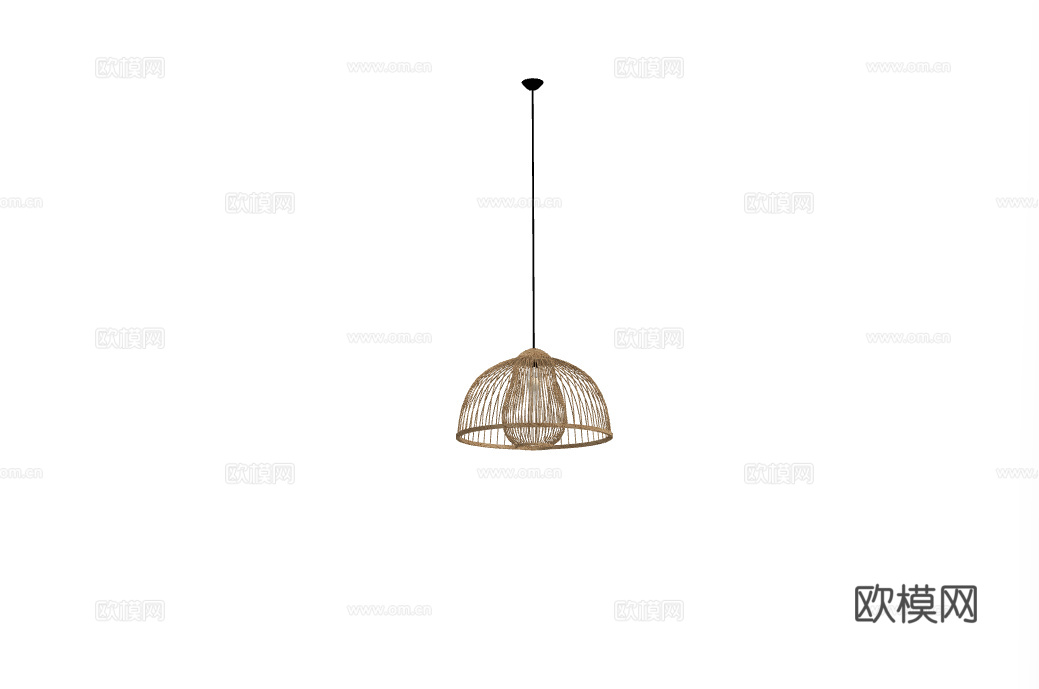 中式竹编装饰吊灯su模型