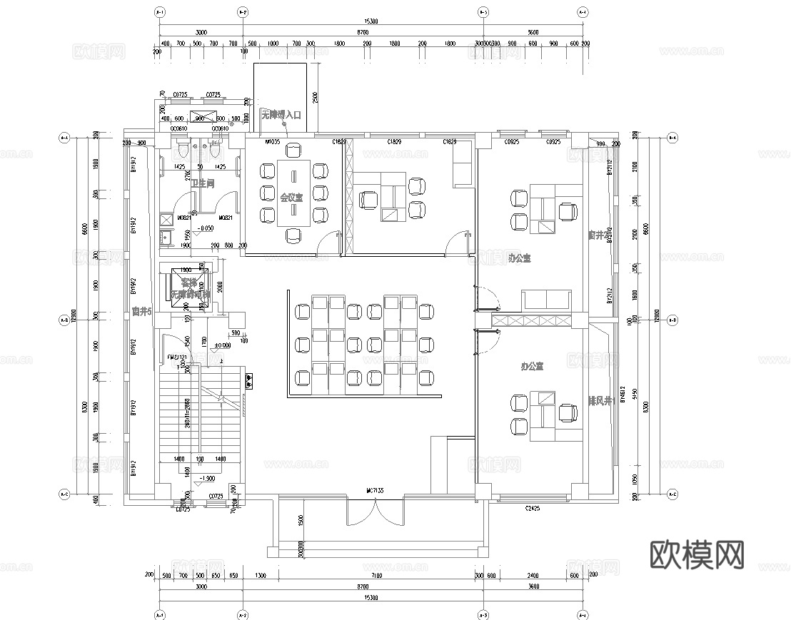 180平办公室 最新平面施工图合集cad施工图