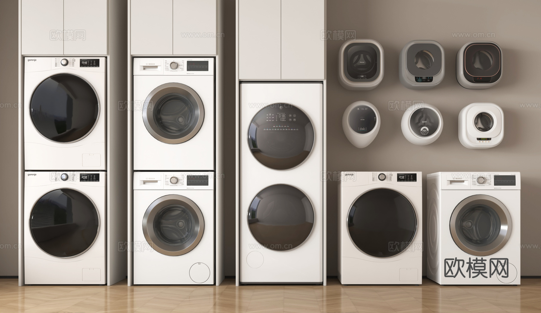 现代洗衣机 烘干机  洗烘一体机 壁挂式洗衣机su模型