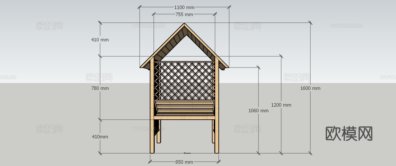 木纹花架笼子su模型