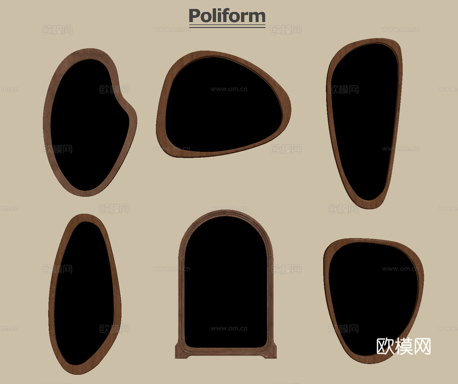 中古侘寂风镜子 化妆镜  装饰镜 异形镜su模型