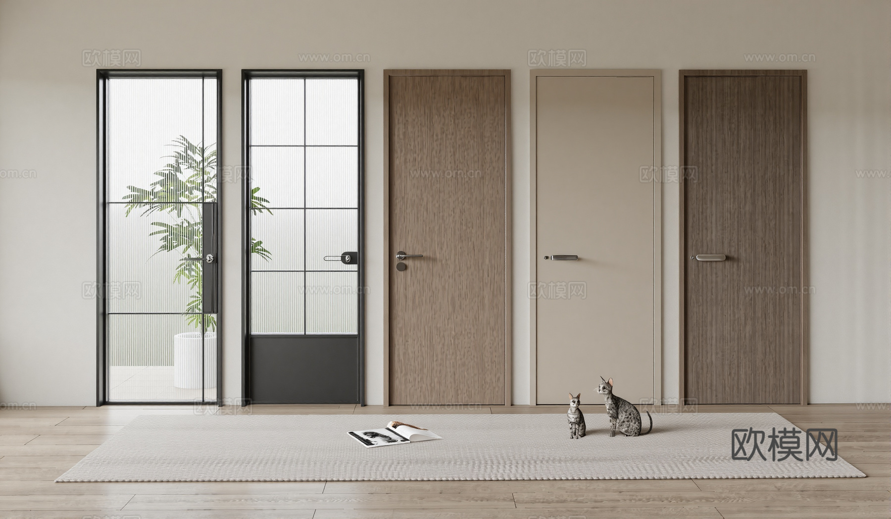 现代房门su模型