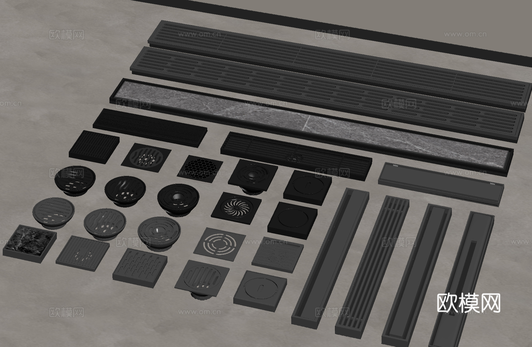 现代极简地漏 不锈钢地漏 排水孔 卫浴构件su模型