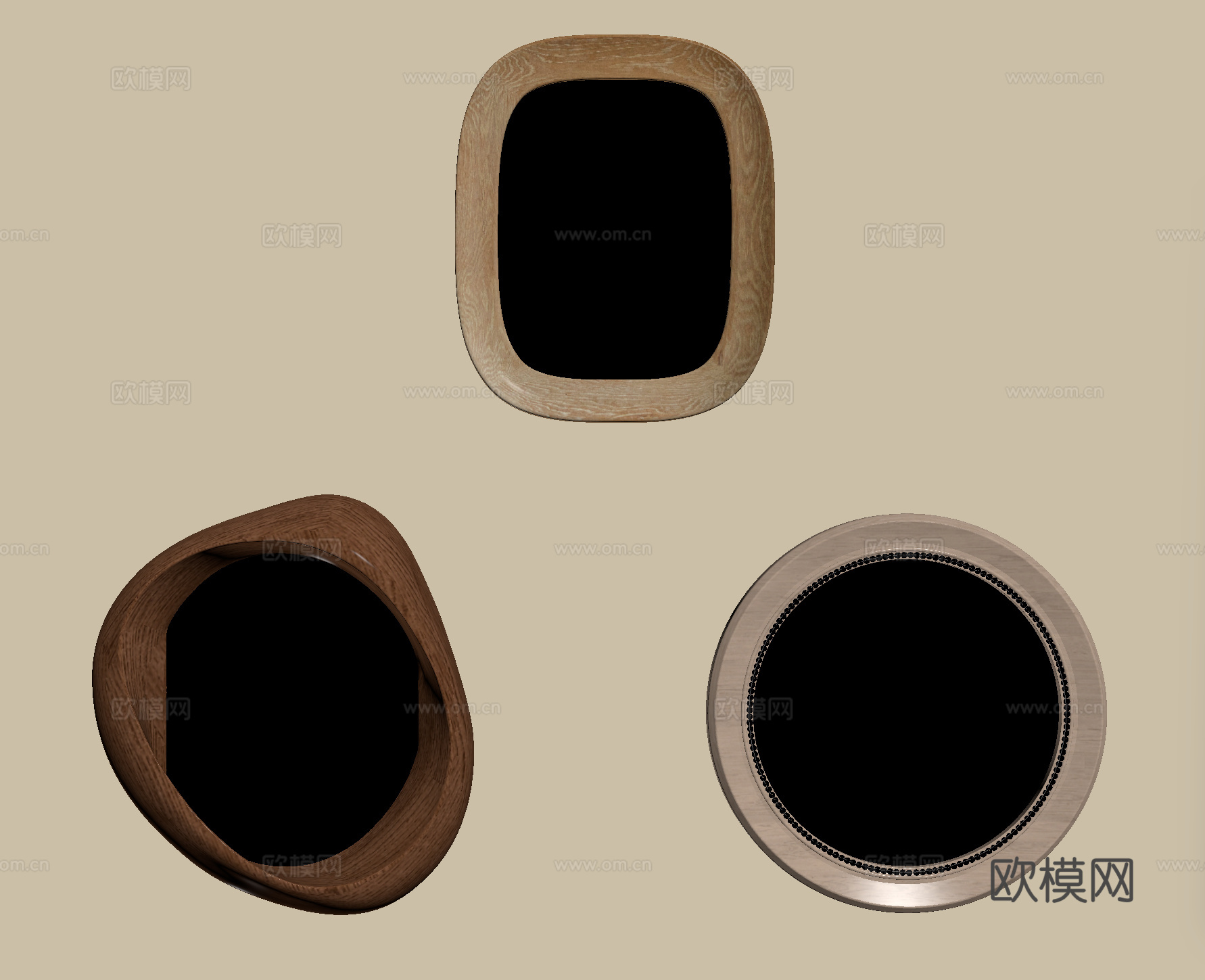 中古风镜子 化妆镜 装饰镜 落地镜su模型