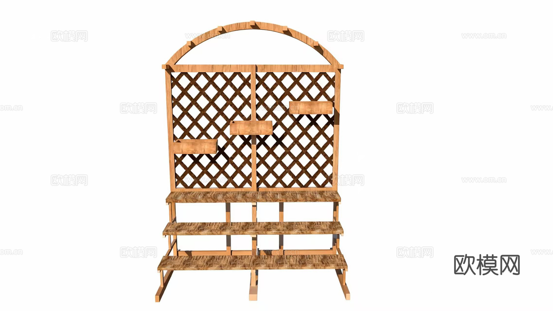 木制花草架子免费su模型