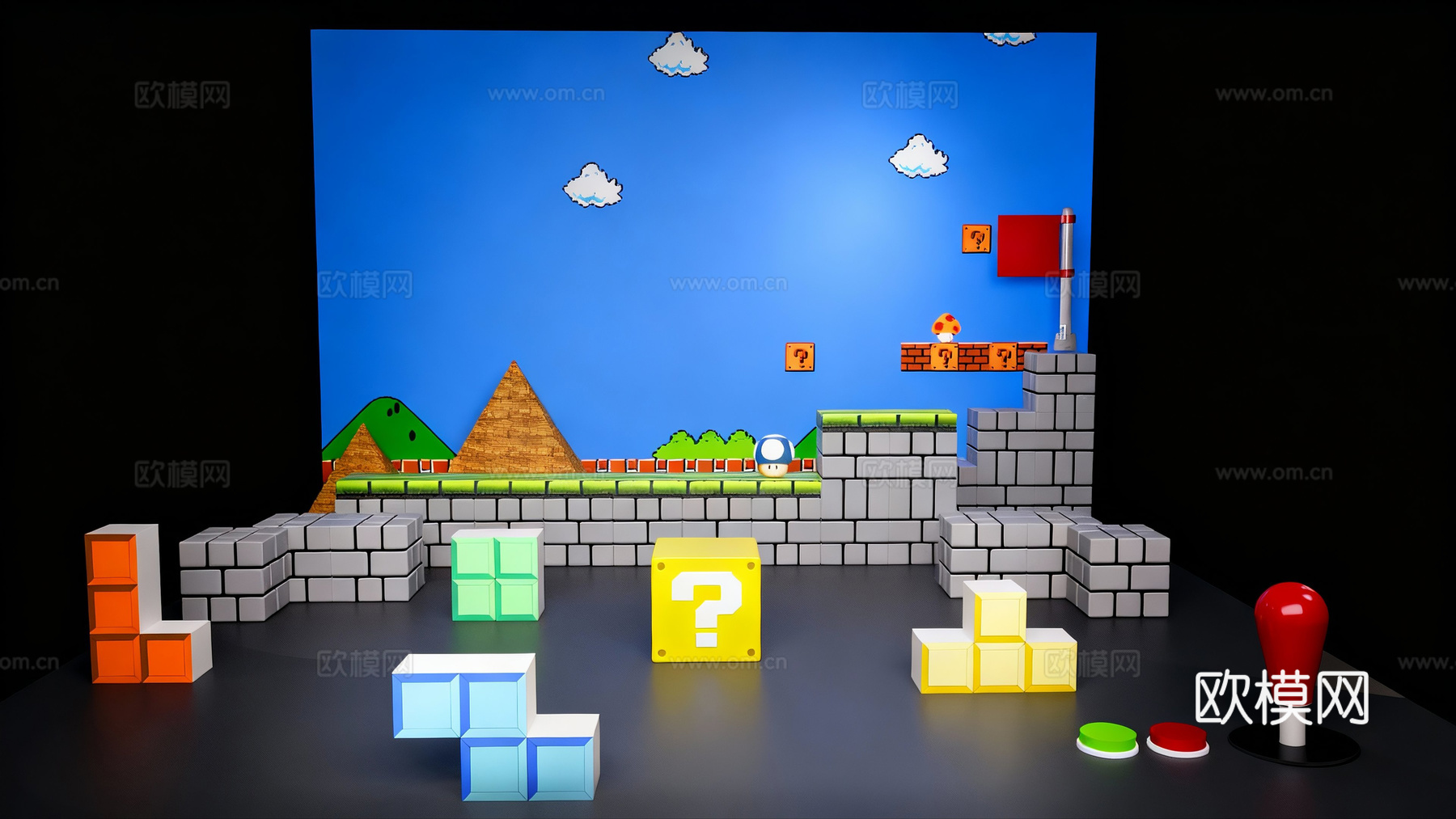 现代简约游戏舞台场景su模型