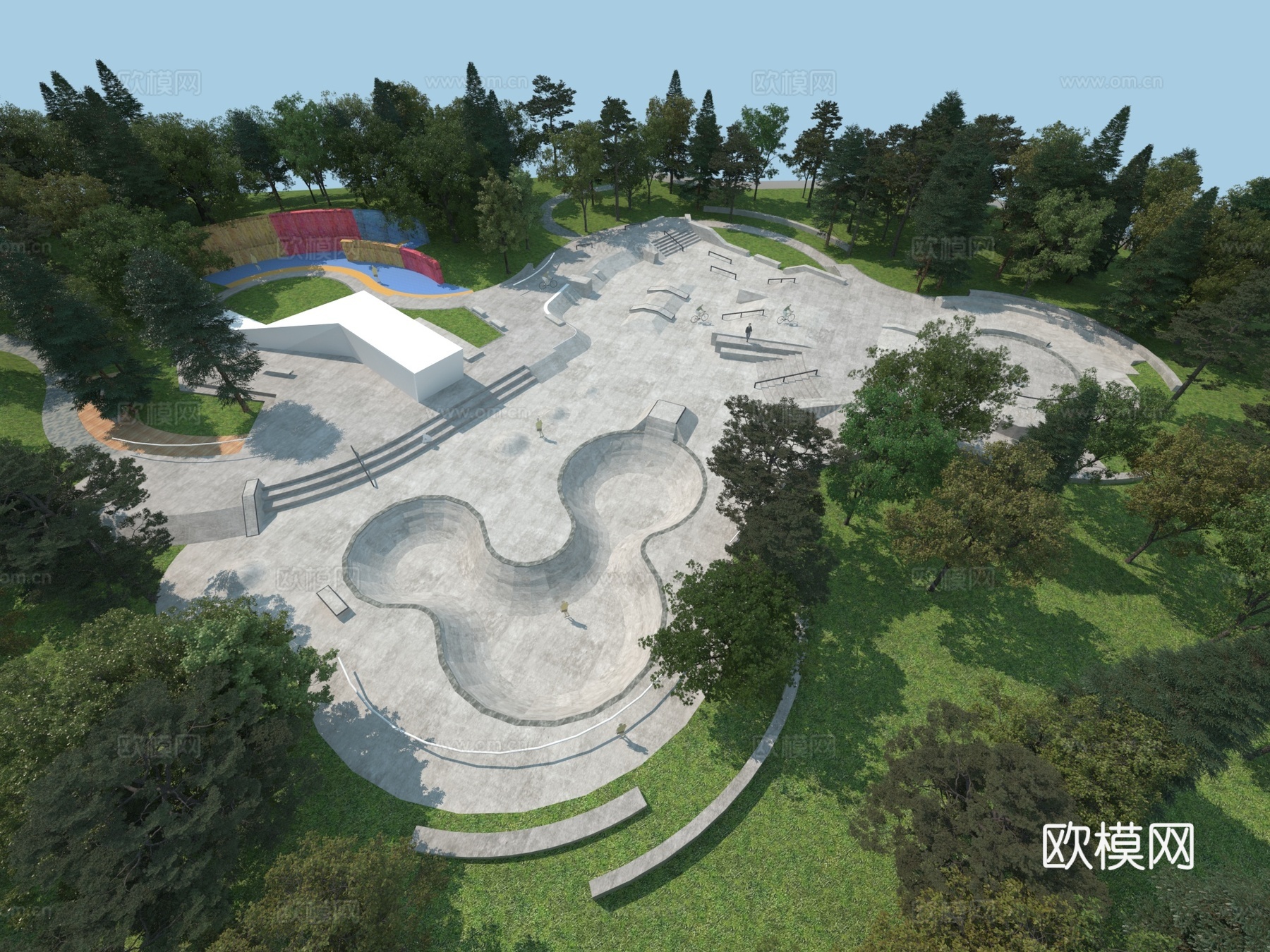 现代滑板场地3d模型下载