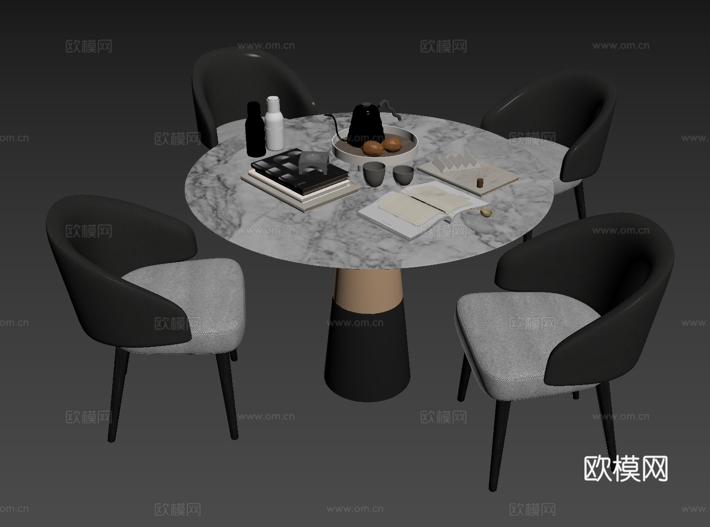 现代轻奢桌椅组合 餐桌组合 洽谈桌椅 圆桌 休闲桌椅su模型