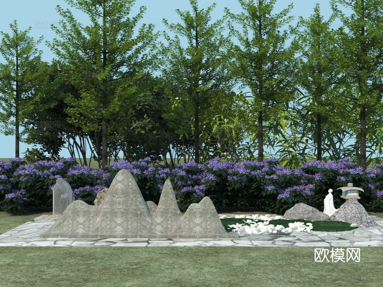 新中式景观小品su模型