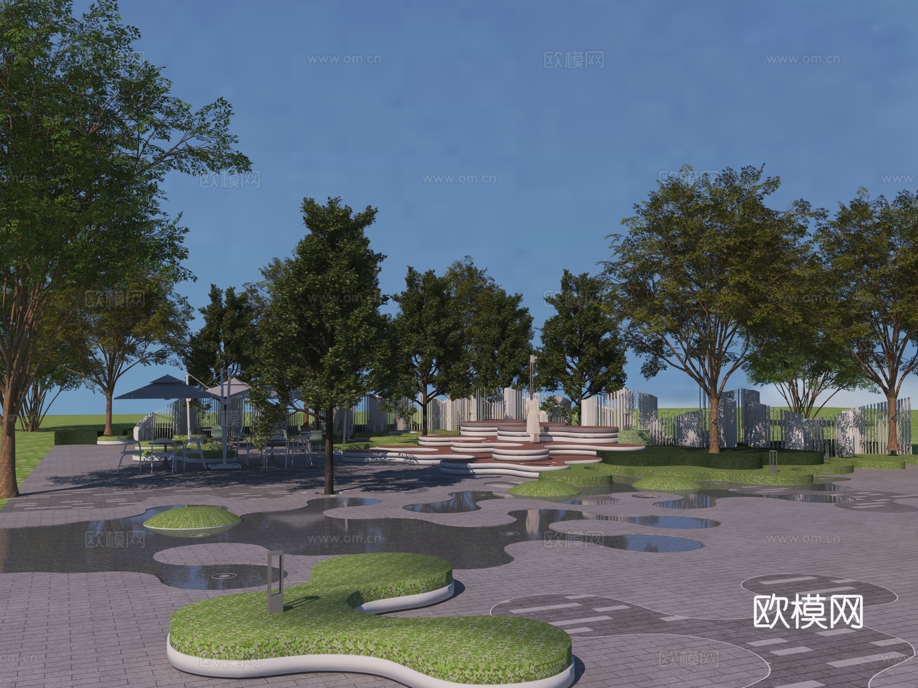 现代公园3d模型下载