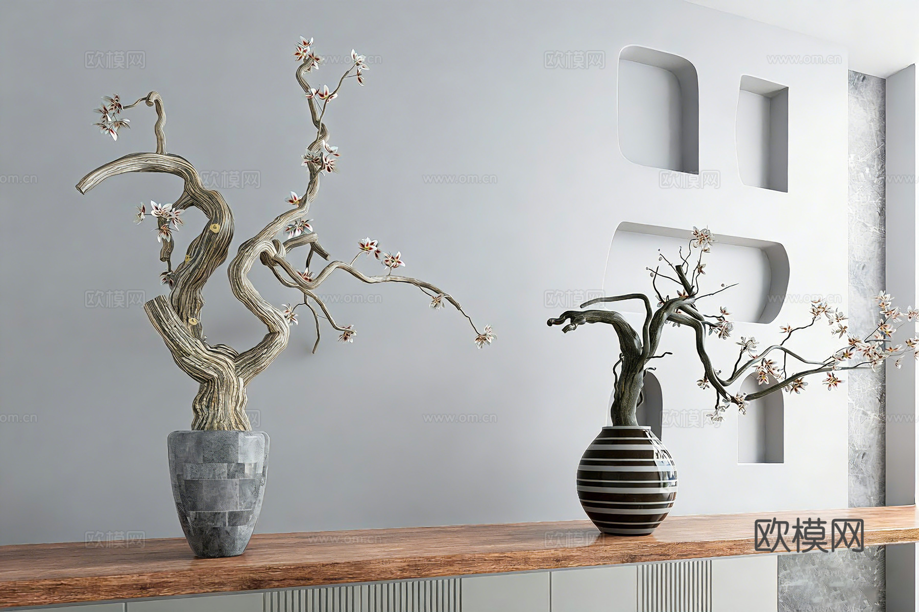 侘寂风盆景 枯山水 微景观​ 艺术盆景su模型