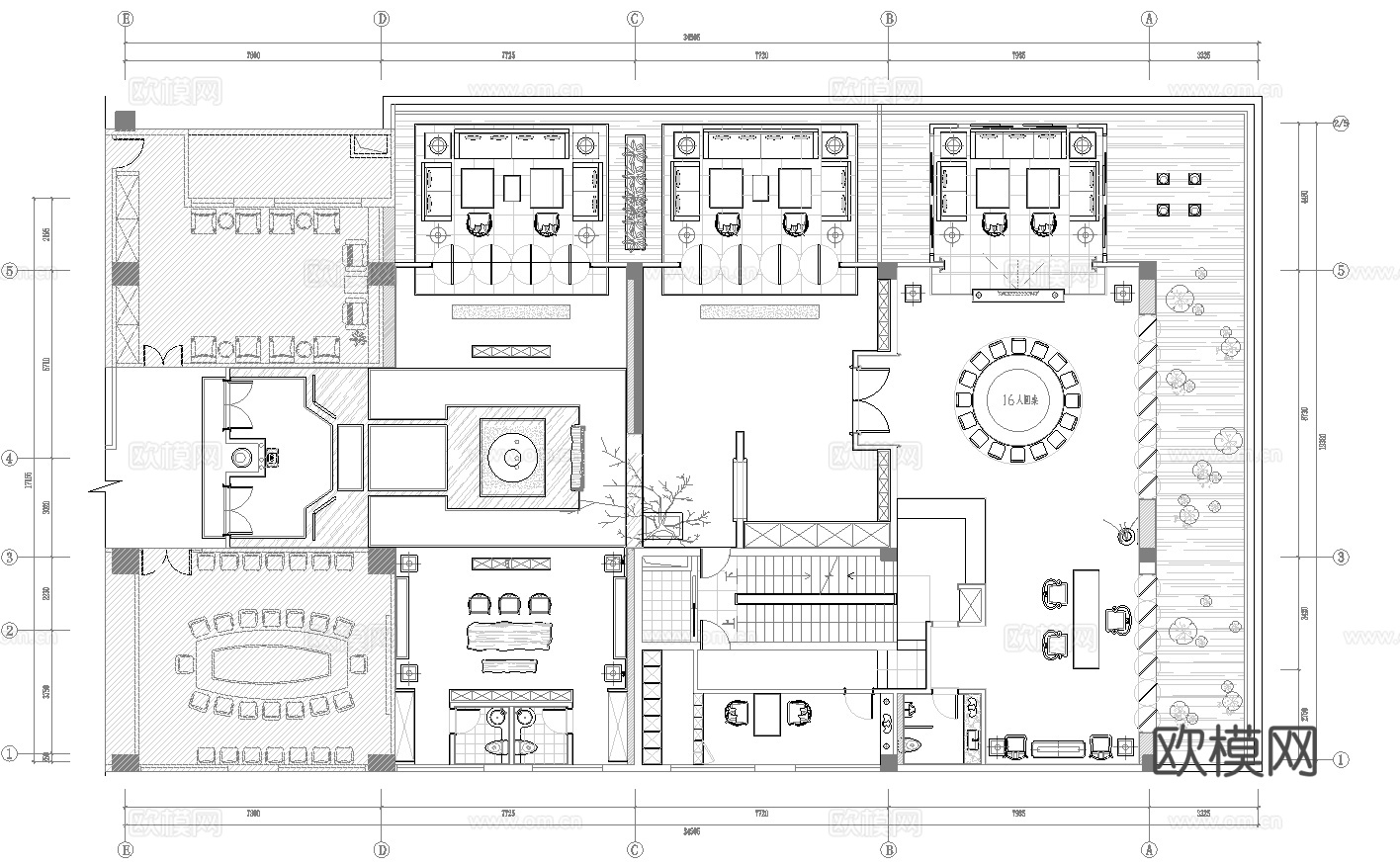 1000平茶楼茶馆  最新全套施工图合集cad施工图