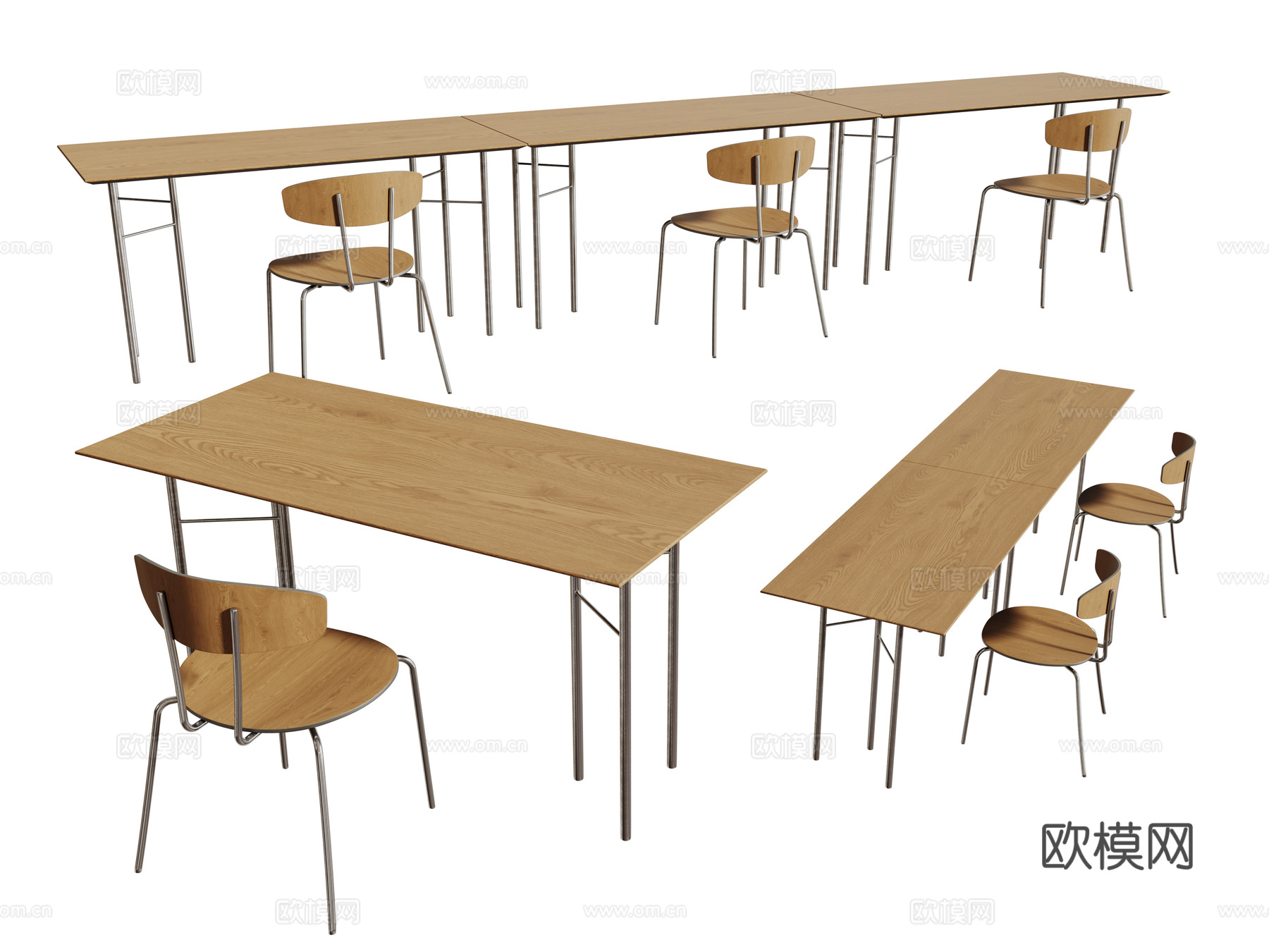 现代课桌椅 办公桌椅 教室桌椅 长桌su模型