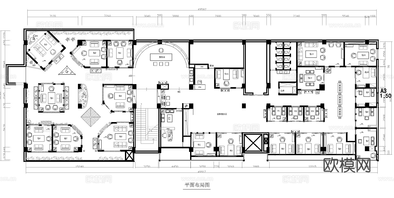 1500茶楼茶馆  最新全套施工图合集cad施工图
