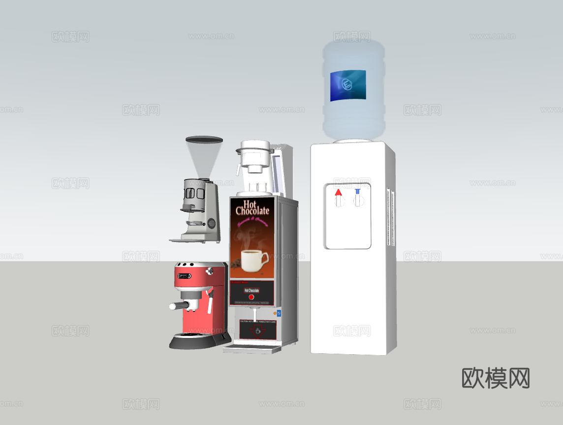 现代办公设备咖啡机饮水机su模型