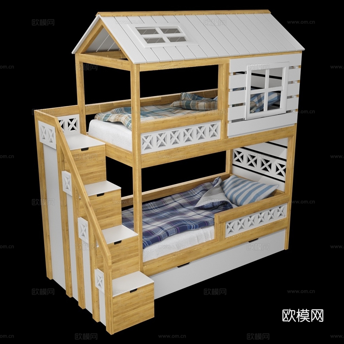 普罗旺斯双层床3d模型下载
