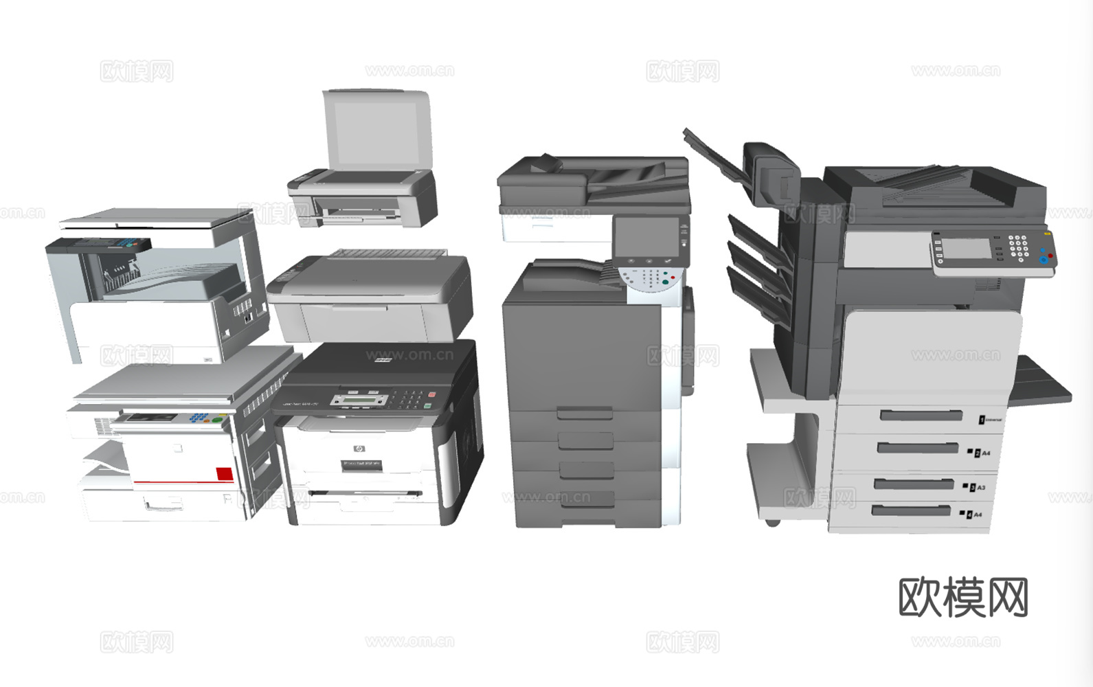 现代办公电器打印机合集su模型