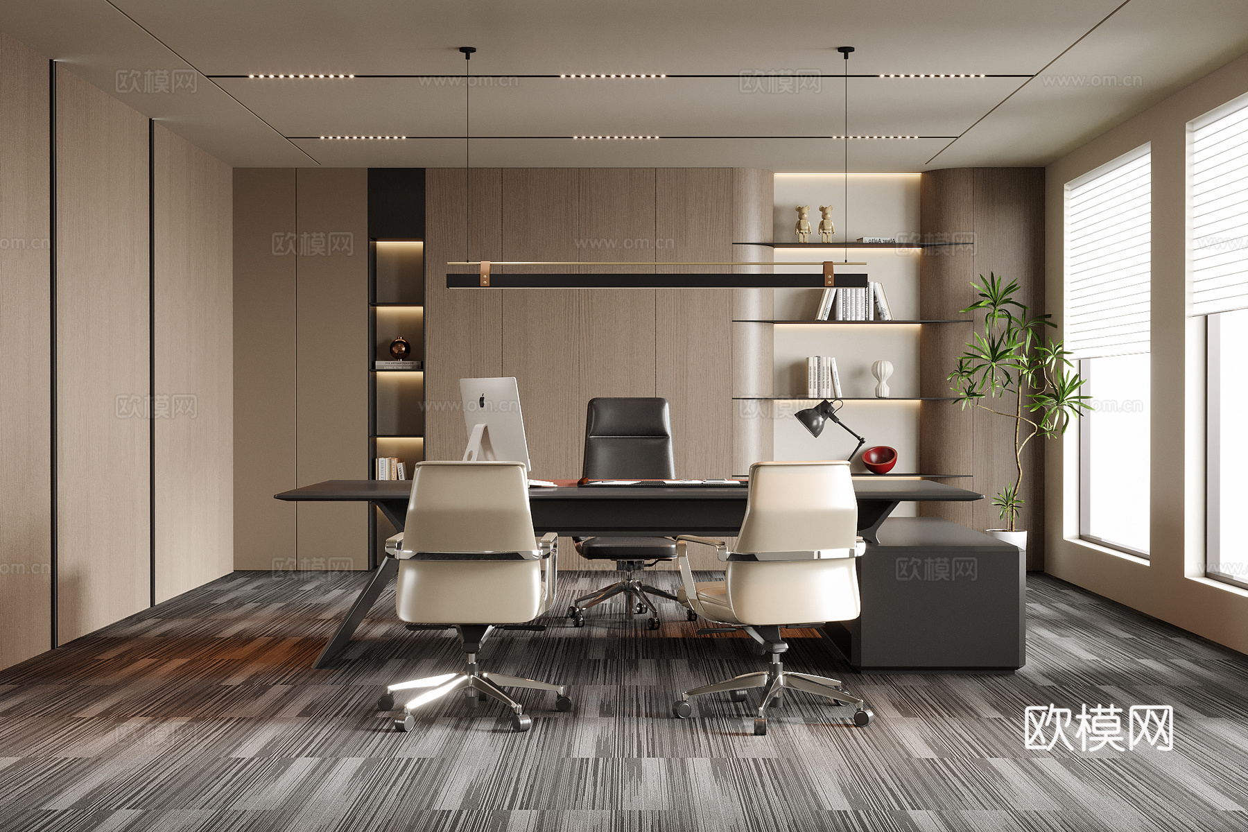 现代经理办公室 办公桌椅 办公椅su模型