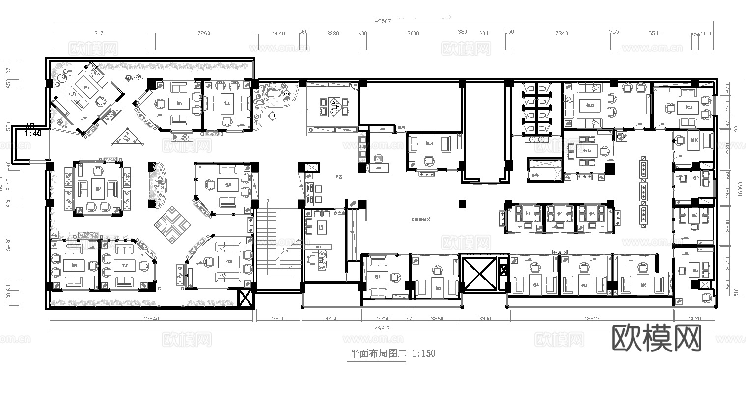 1500茶楼茶馆  最新全套施工图合集cad施工图
