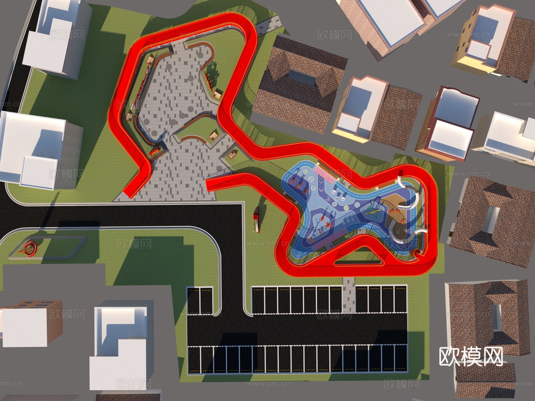 现代停车场su模型