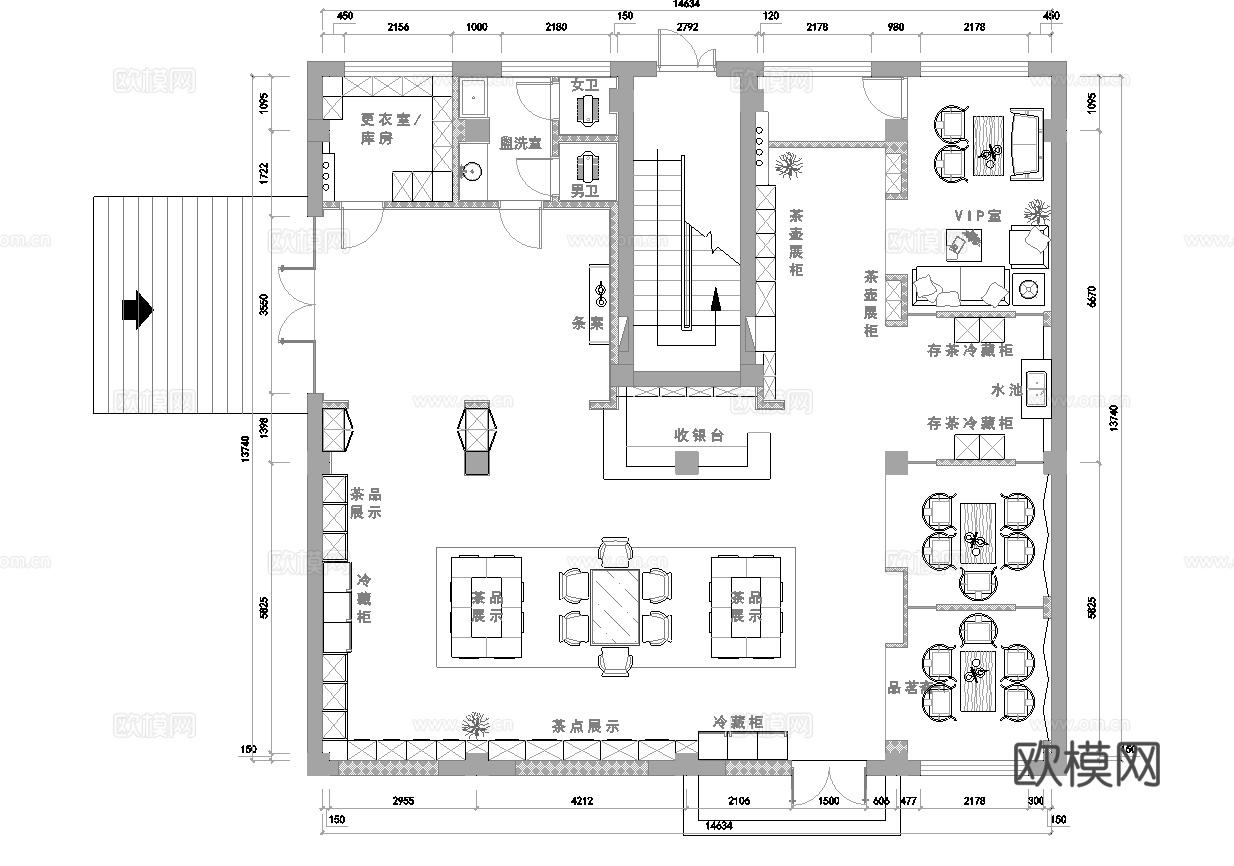 500平茶楼 最新全套施工图合集cad施工图