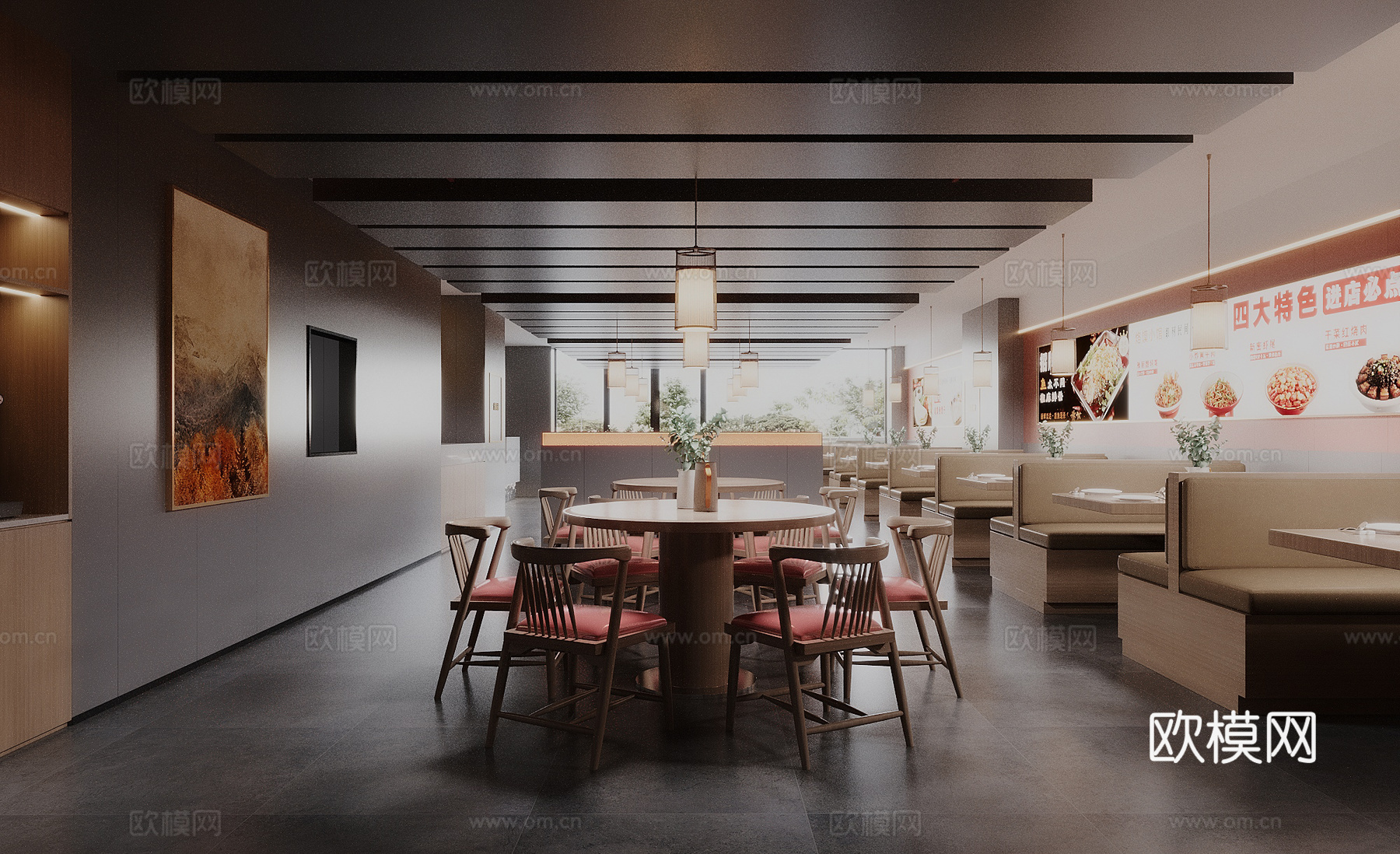 现代餐厅3d模型下载