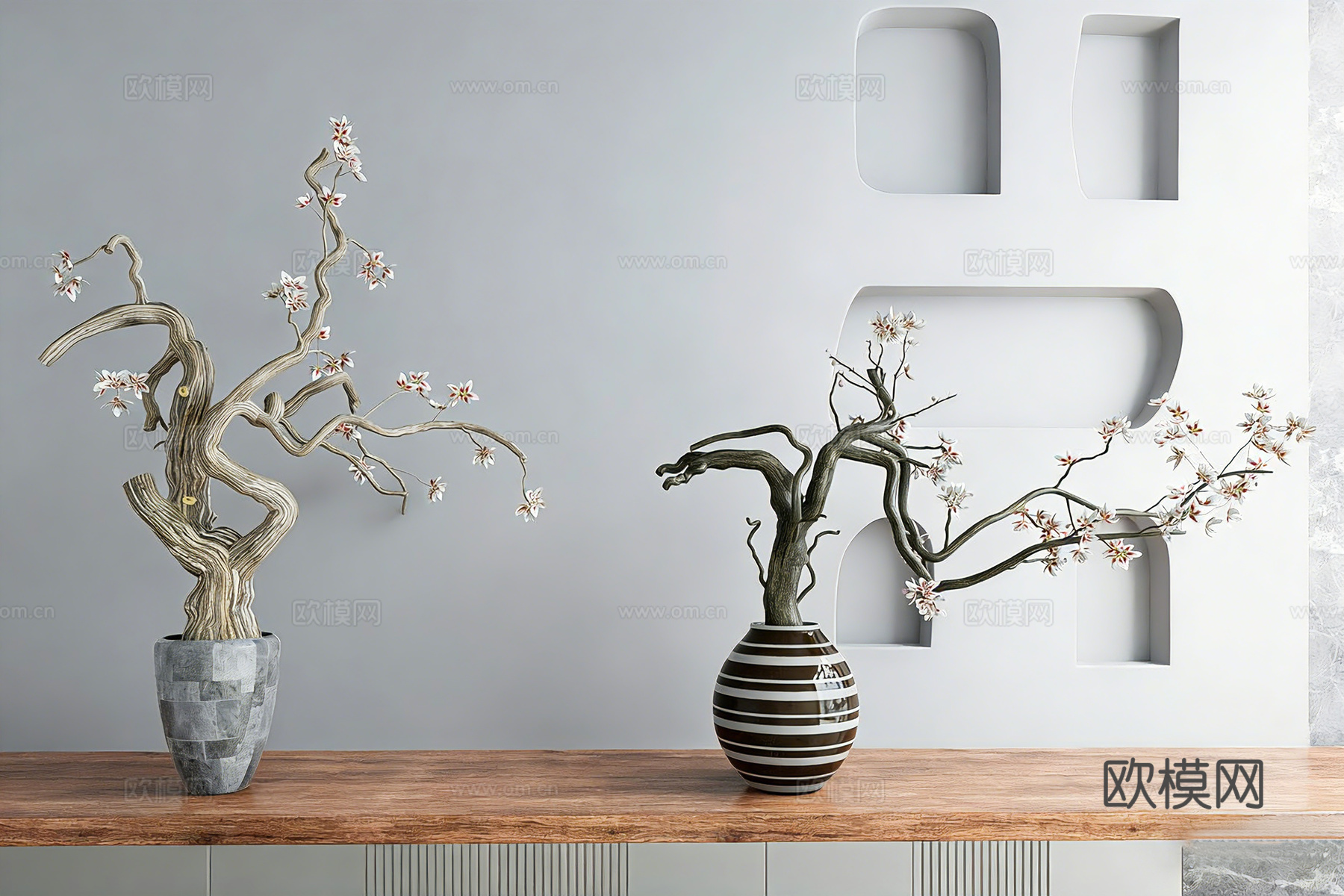 侘寂风盆景 枯山水 微景观​ 艺术盆景su模型