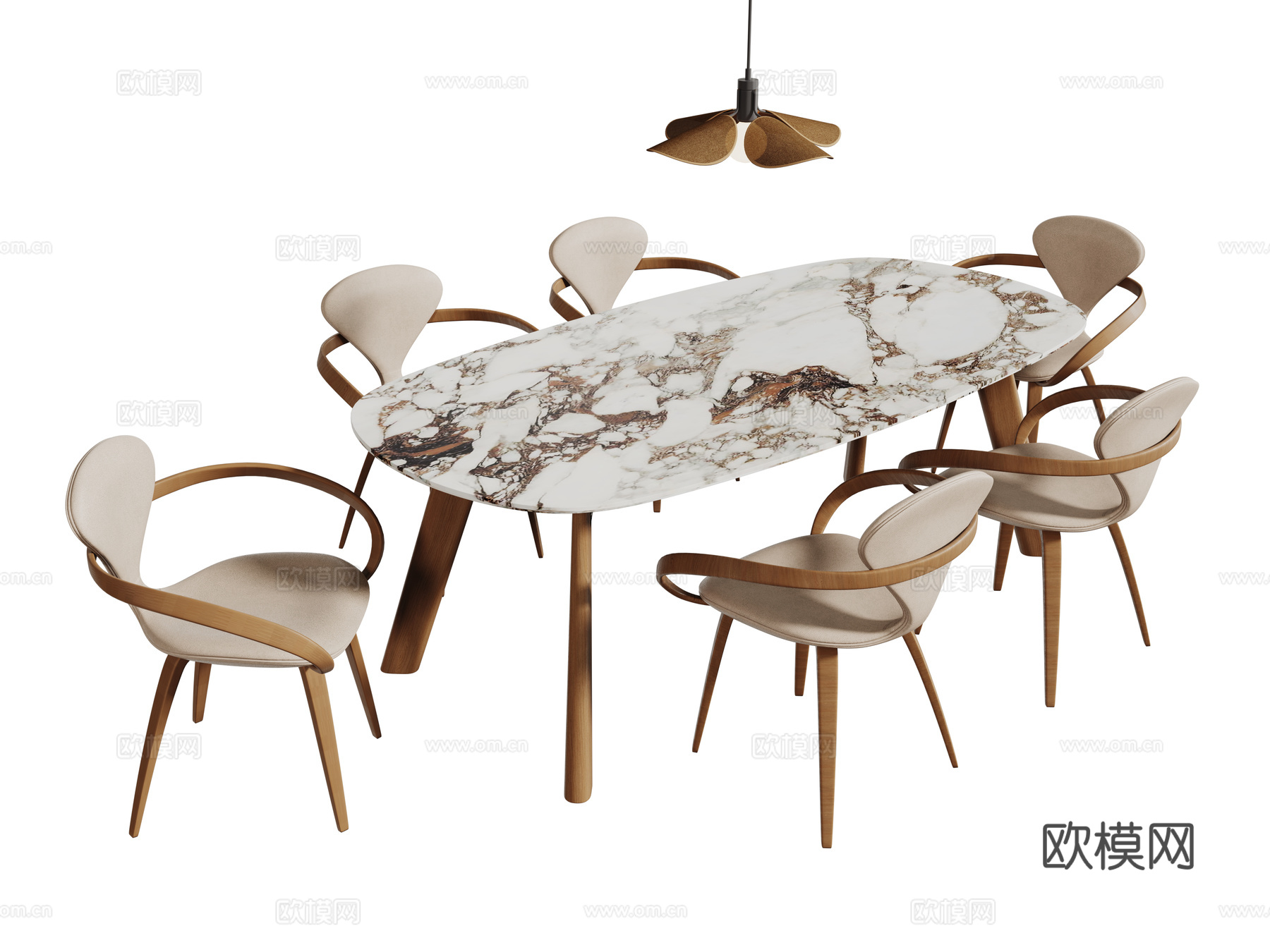 中古桌椅组合 餐桌组合 大理石餐桌 长桌 休闲桌椅su模型