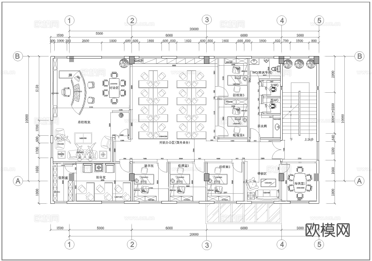 400平办公室 最新平面施工图合集cad施工图