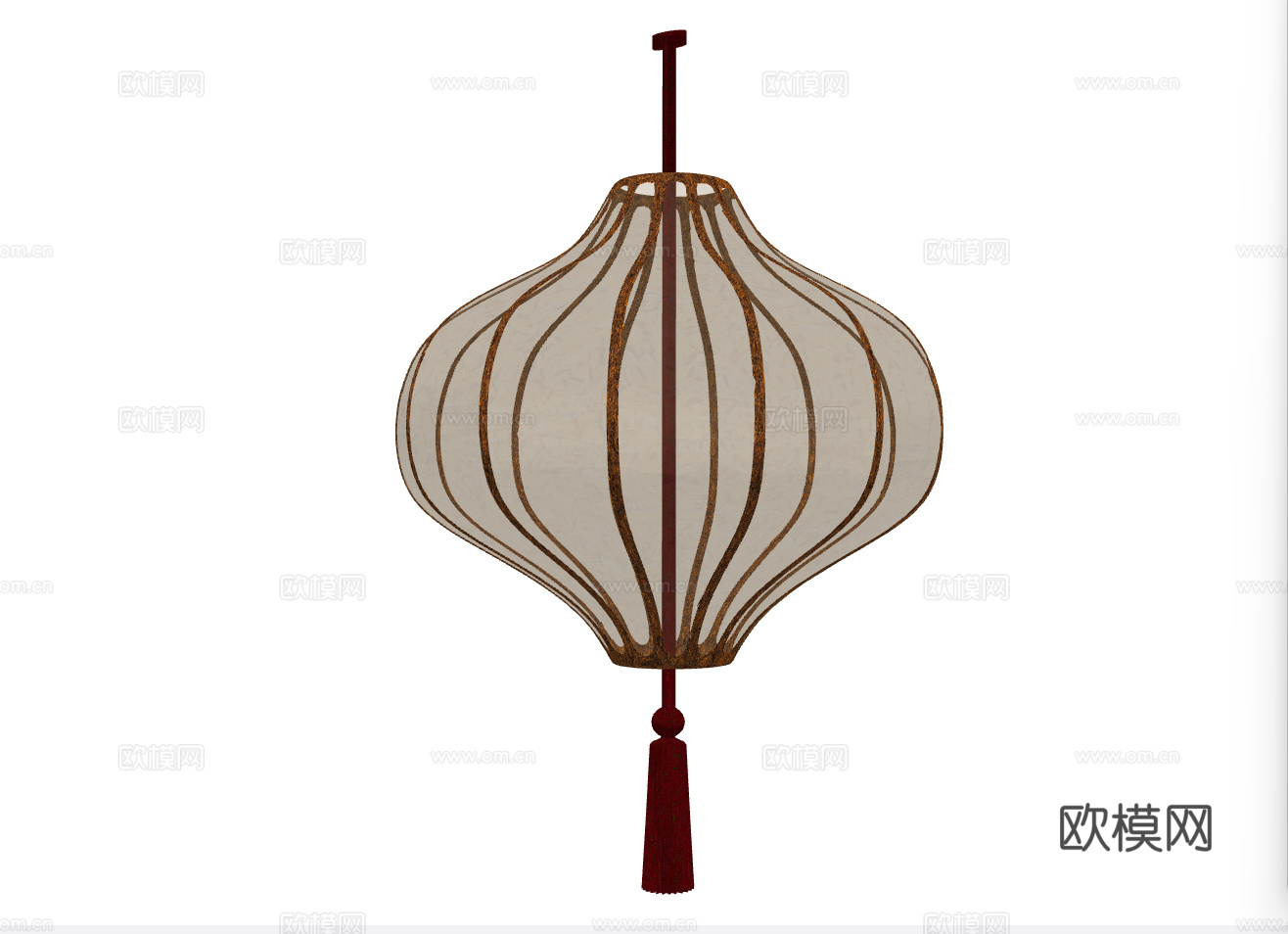 新中式宫灯装饰吊灯su模型