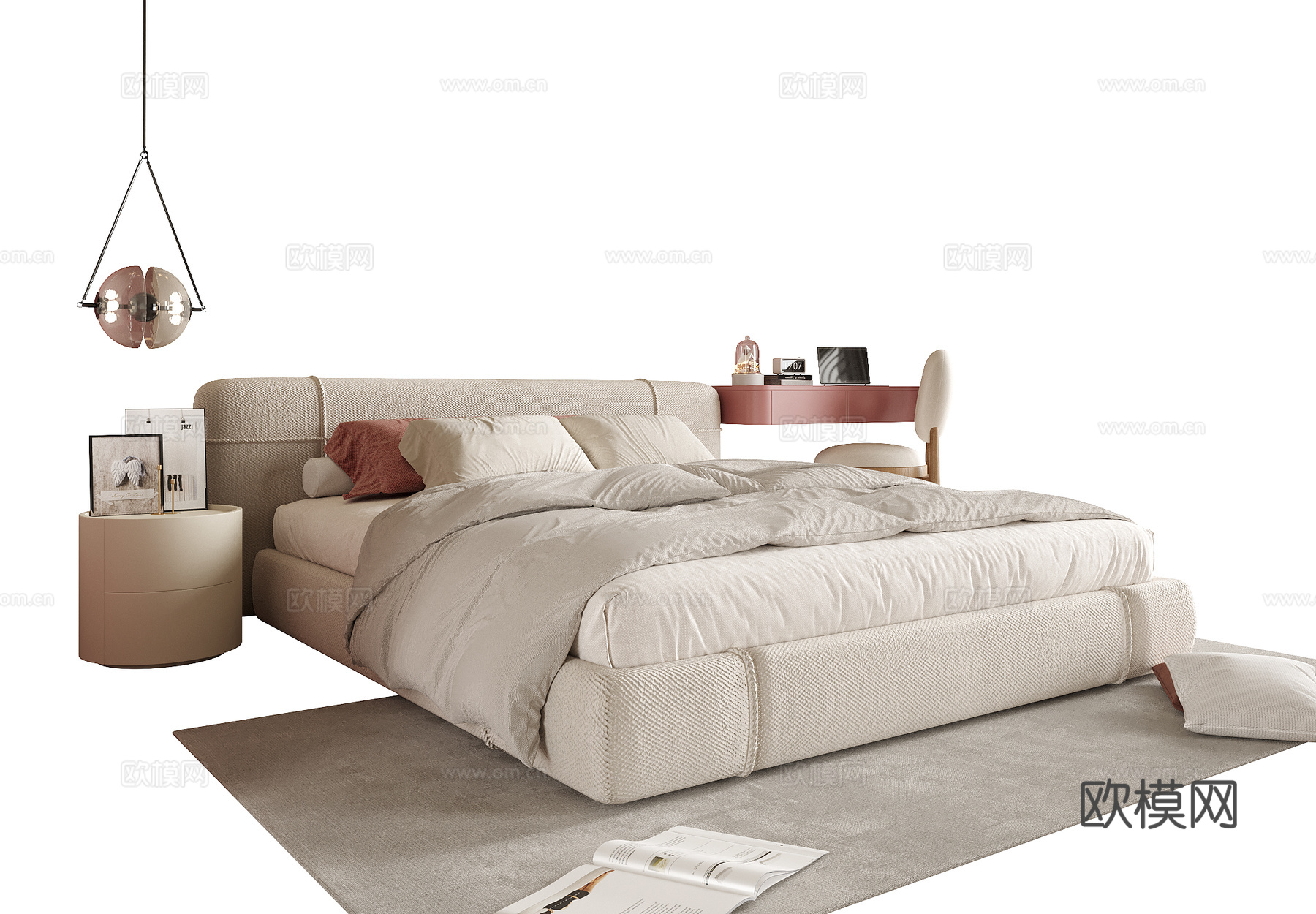 现代儿童床 单人床su模型