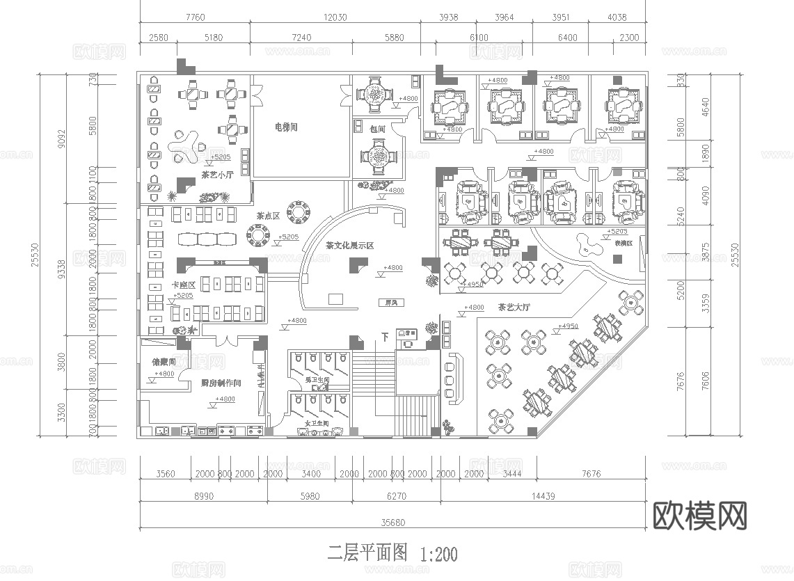 900平茶楼 最新全套施工图合集cad施工图