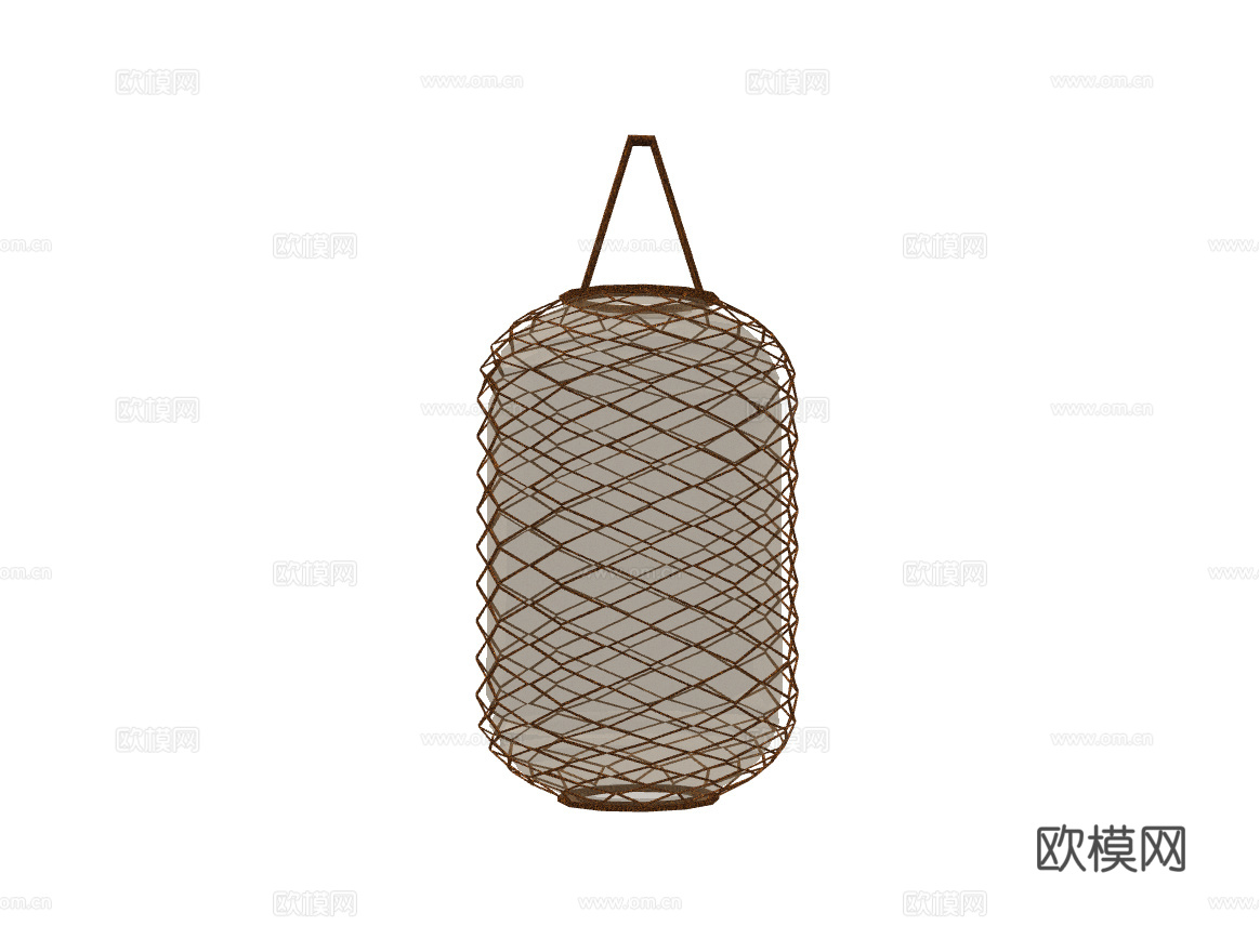 新中式竹编灯笼装饰吊灯su模型