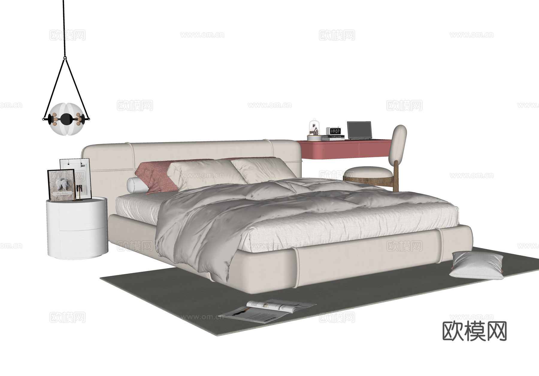 现代儿童床 单人床su模型