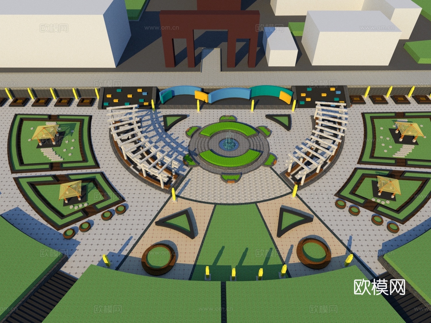 现代景观广场su模型