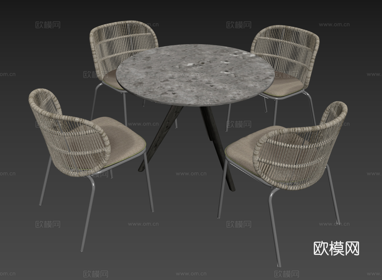 现代户外桌椅组合 户外餐桌 洽谈桌椅 圆桌 休闲桌椅su模型