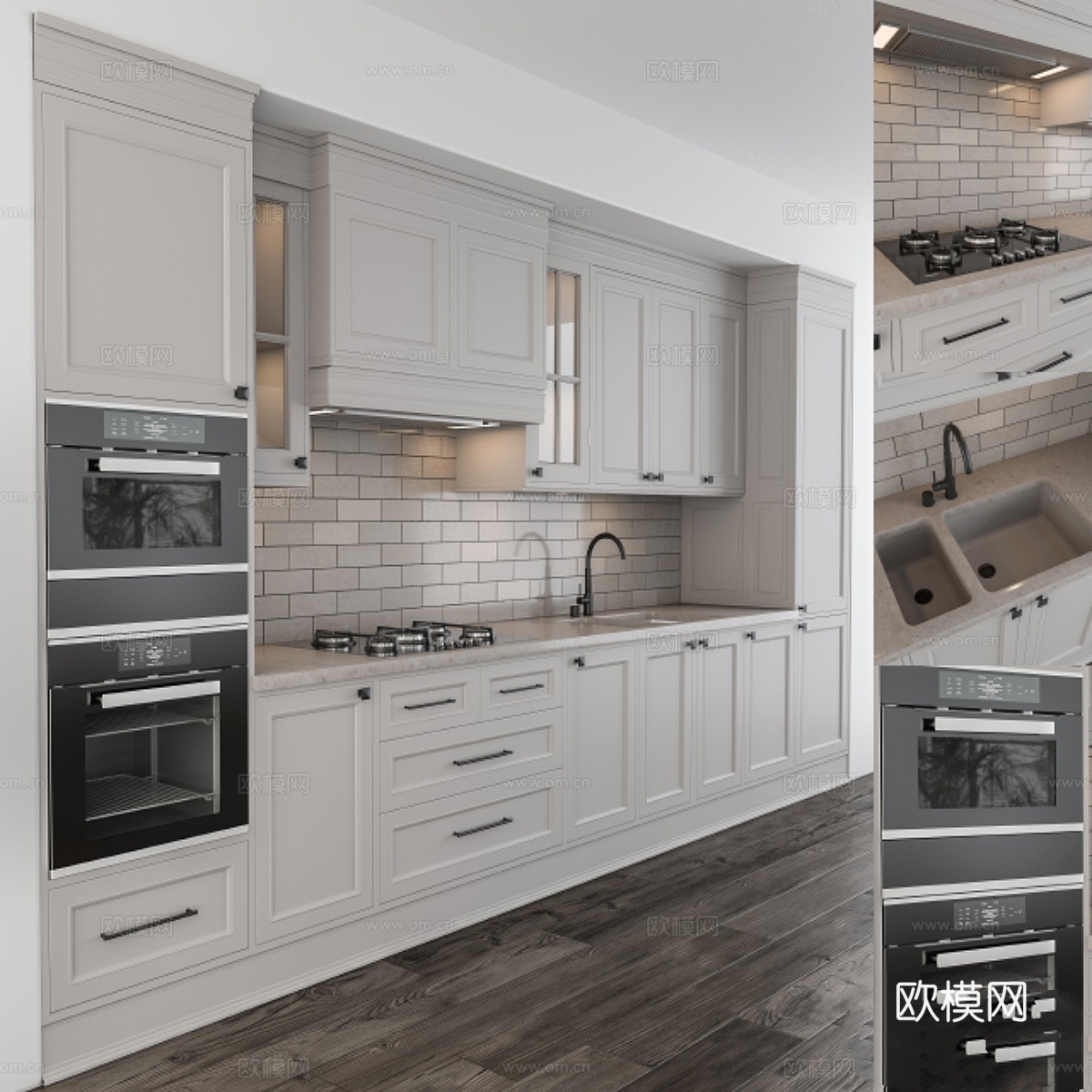 厨房新古典奶油色3d模型下载